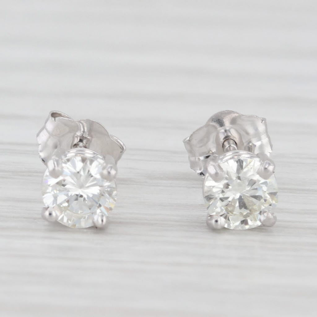 Light Gray New 0.44ctw Diamond Stud Earrings 14k White Gold Round Solitaire Studs