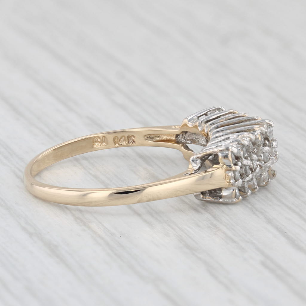 Light Gray 0.40ctw Diamond Tiered Pyramid Ring 14k Yellow White Gold Size 8