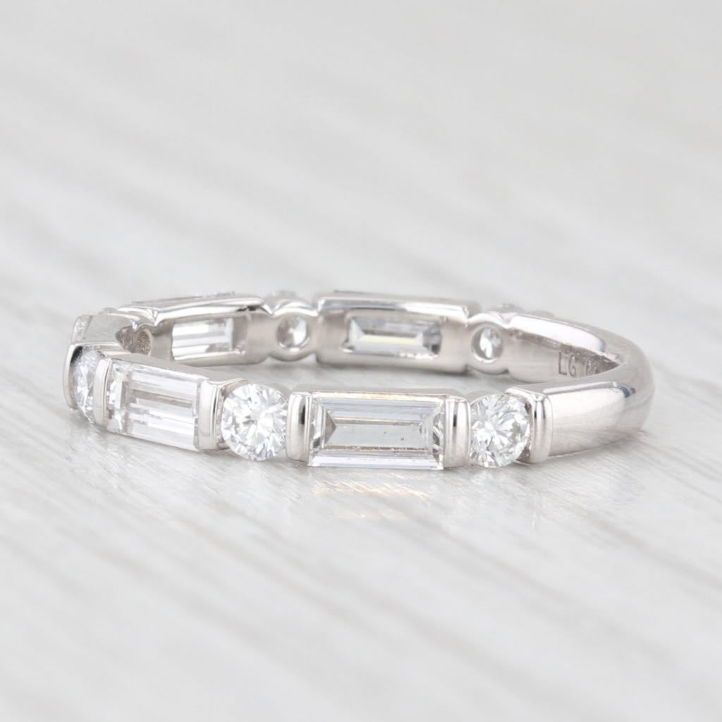 Light Gray New 1.12ctw Lab Grown Diamond Wedding Band 14k White Gold Stackable Ring Sz 6.5