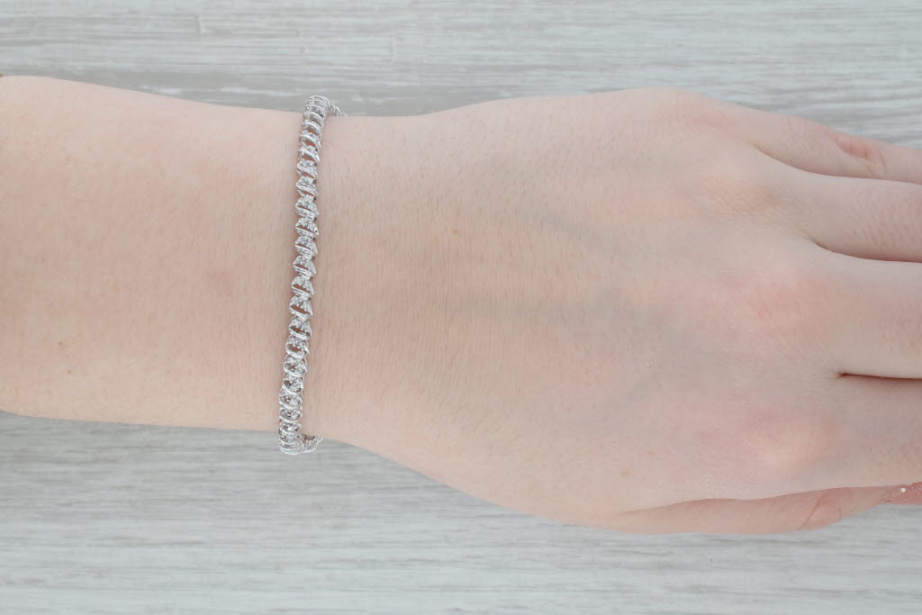 Gray 1ctw Diamond Tennis Bracelet 10k White Gold 6.75" 4.4mm