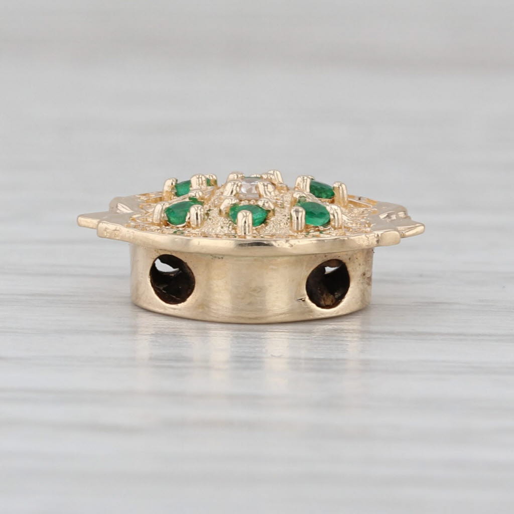 0.15ctw Emerald Diamond Slide Bracelet Charm 14k Gold Richard Glatter Vintage