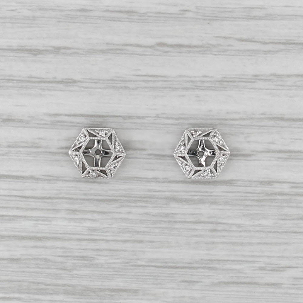 Diamond Earring Jackets Enhancers 14k White Gold for Stud Earrings