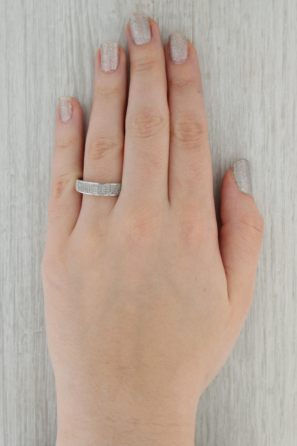 Dark Gray 0.25ctw Diamond Men's Ring 10k White Gold Wedding Band Size 12.5