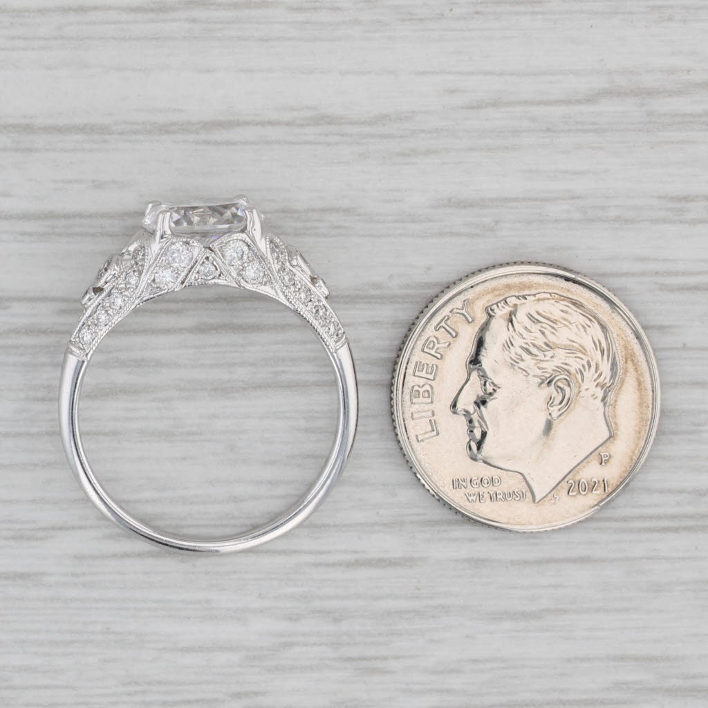 Gray New Beverley K Oval Semi Mount Engagement Ring 18k White Gold Diamond Size 6.75