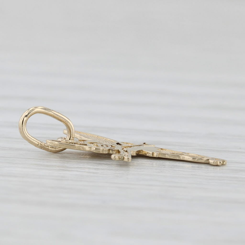 Light Gray Disney Tinker Bell Charm 10k Yellow Gold Peter Pan Cartoon Character Pendant