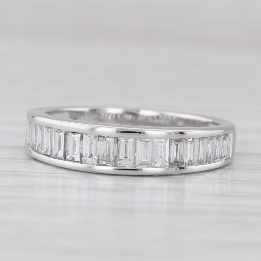 0.90ctw Diamond Wedding Anniversary Band 14k White Gold Size 5.75 Band