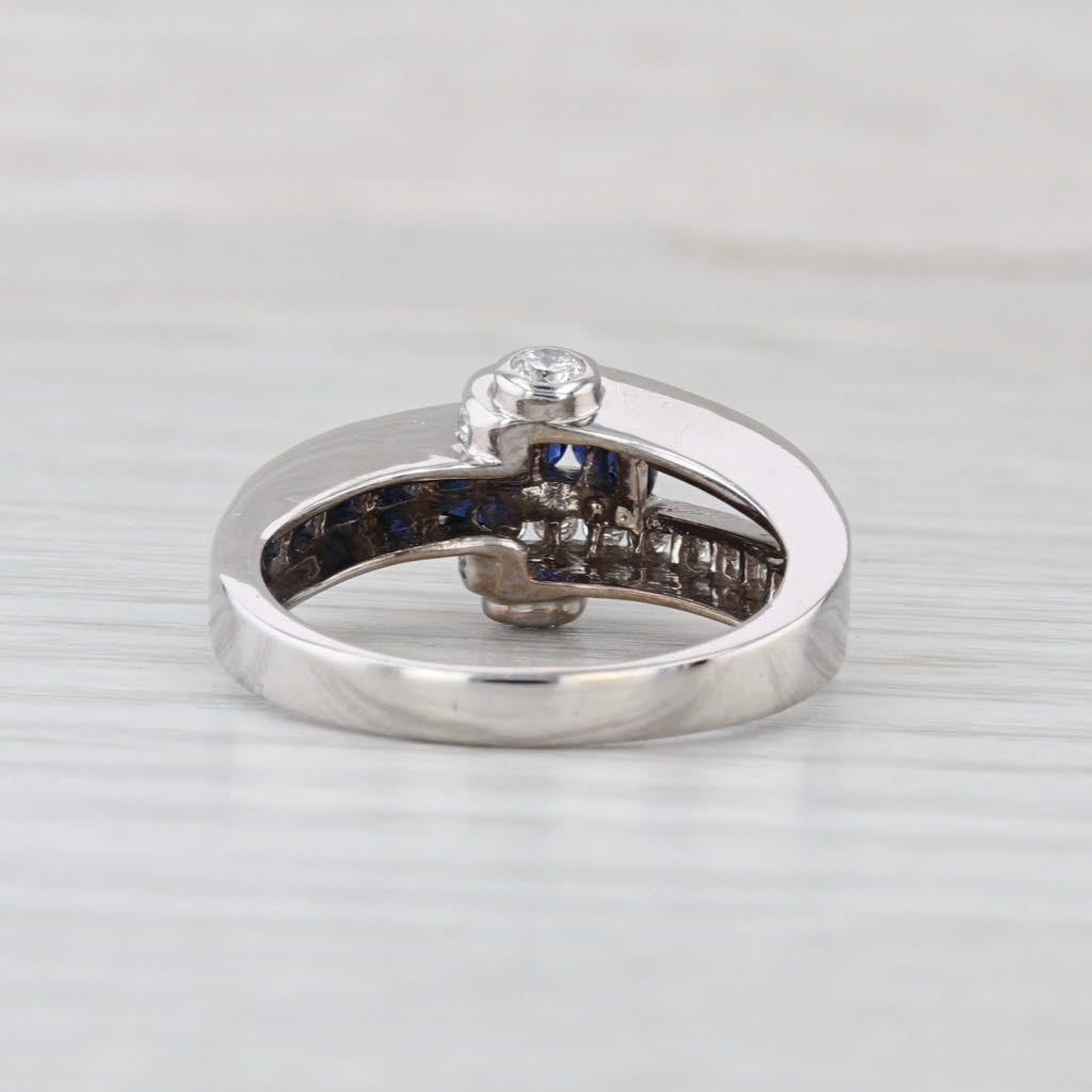 Krypell 1.35ctw Blue Sapphire Diamond Ring 18k White Gold Size 8