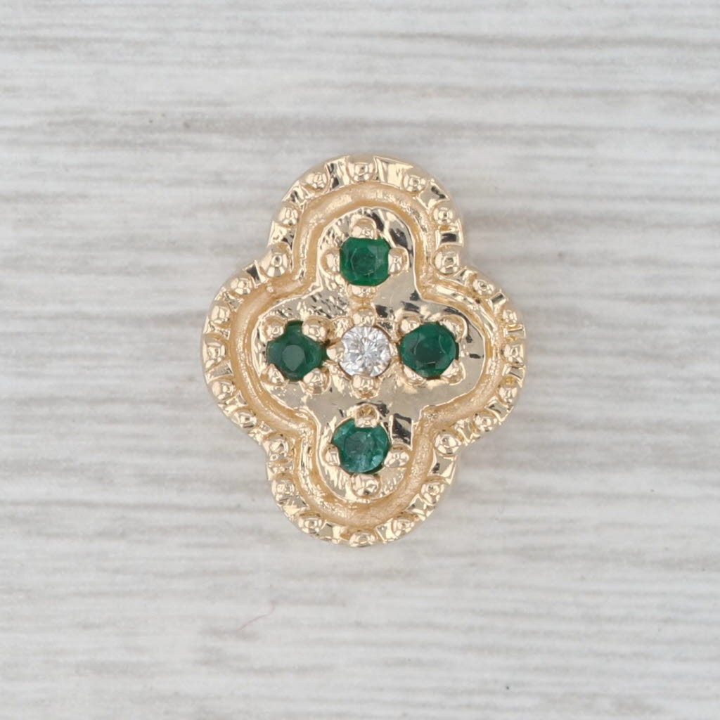Gray 0.15ctw Emerald Diamond Slide Bracelet Charm 14k Gold Richard Klein Vintage