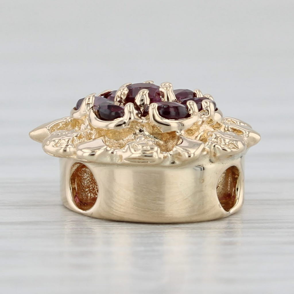 Light Gray 0.54ctw Ruby Flower Cluster Slide Bracelet Charm 14k Yellow Gold Richard Klein