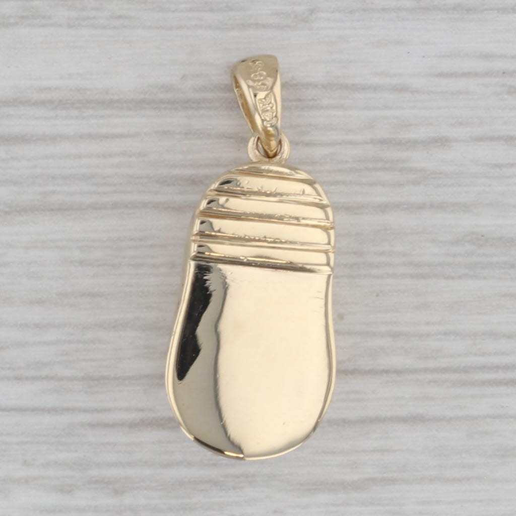 Gray Diamond Accented Baby Shoe Booty Charm 14k Yellow Gold Pendant