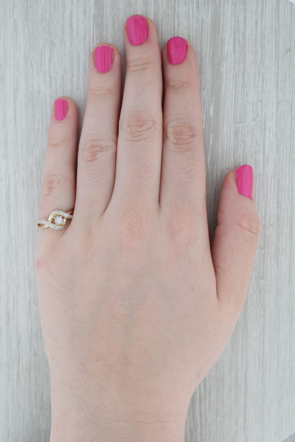 Gray 0.14ctw Round Diamond Engagement Ring 10k Yellow Gold Size 7