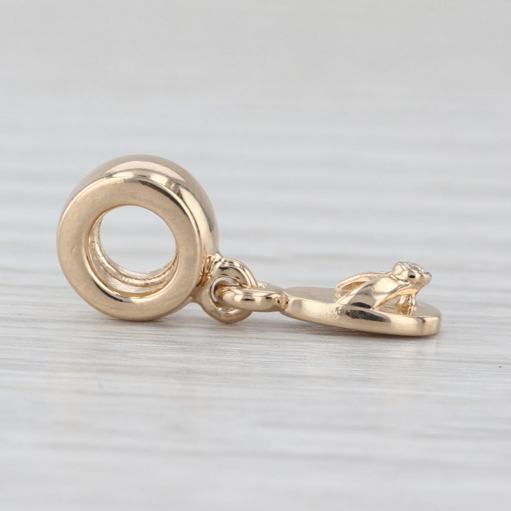 Authentic Pandora Diamond Flip Flop Dangle Charm 14k Yellow Gold 750433D