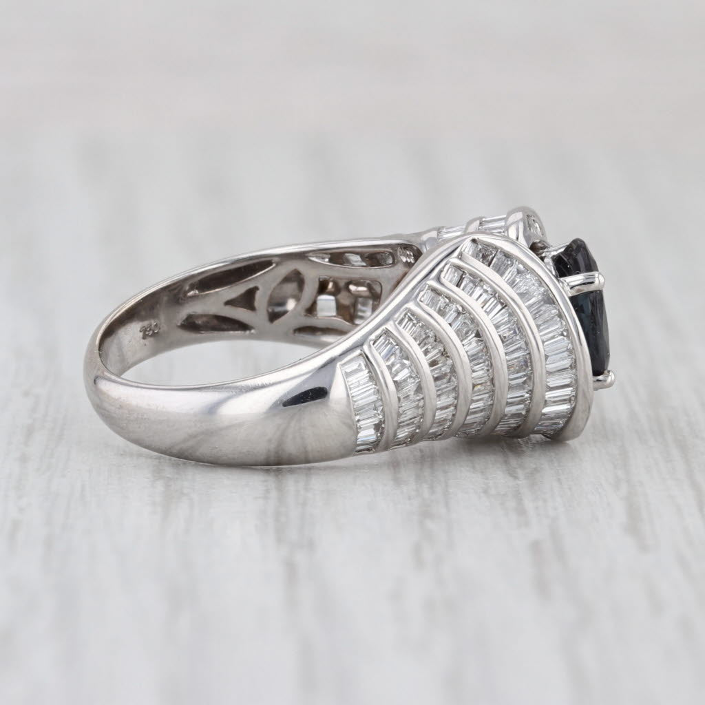 3.13ctw Color Change Garnet Diamond Ring 18k White Gold Size 6.75 Bypass