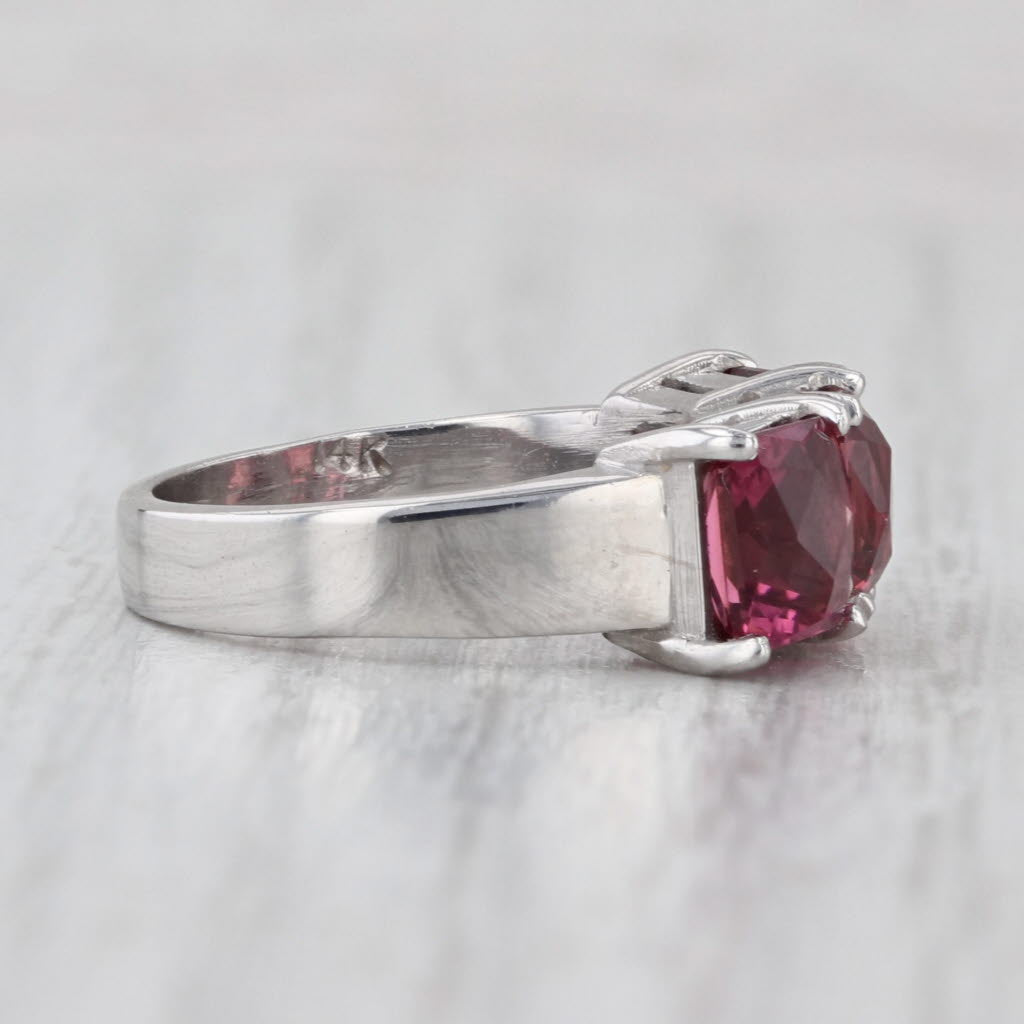 2.85ctw Pink Tourmaline 3-Stone Ring 14k White Gold Size 4.5