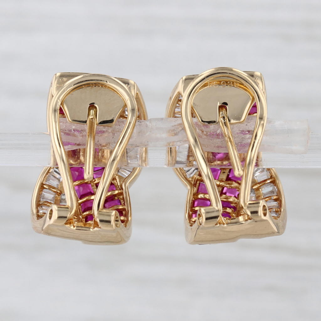 Le Vian 3.80ctw Ruby Diamond Earrings 18k Yellow Gold Omega Backs Clip On Drops