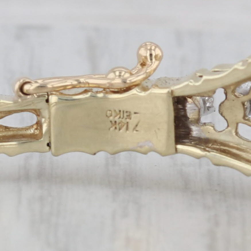 Gray Opal 1.71ctw Diamond Bangle Bracelet 14k Yellow Gold 6.5" Hinged Statement