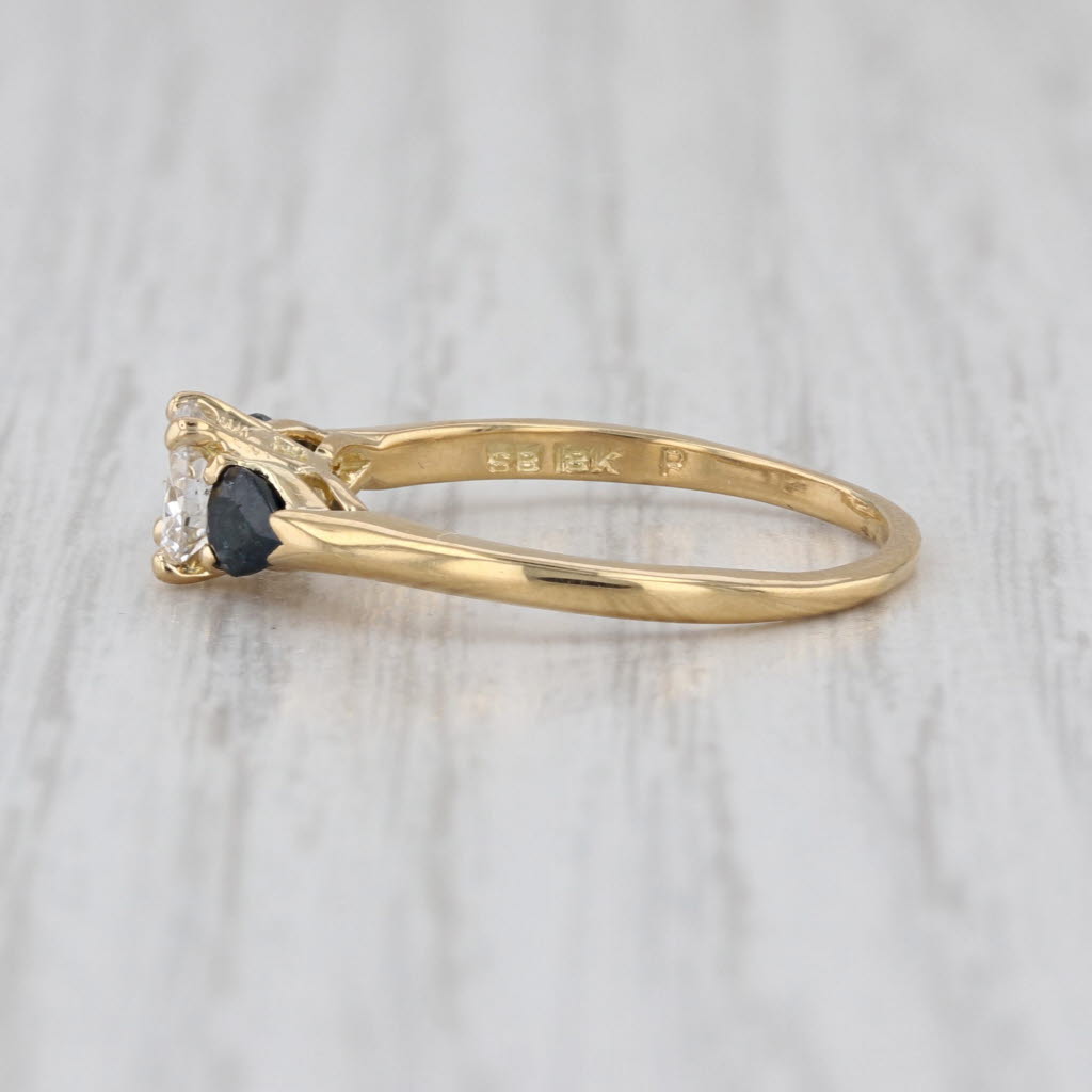 1.04ctw Diamond Blue Sapphire Engagement Ring 18k Yellow Gold Size 6.5