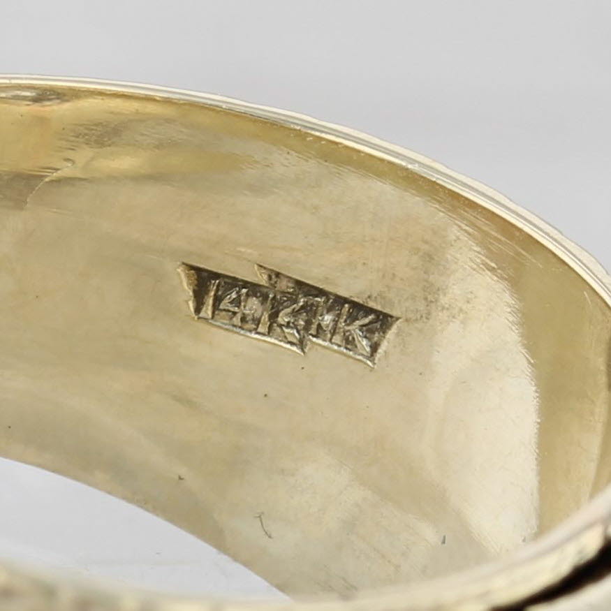 Tan Antique Diamond Masonic Ring Knights Templar Royal Arch York Rite 14k Gold