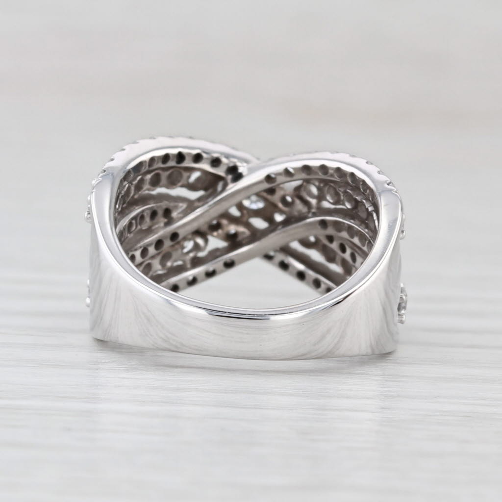 Multiband 1.09ctw Lab Created Diamond X Ring 14k White Gold Size 7.25