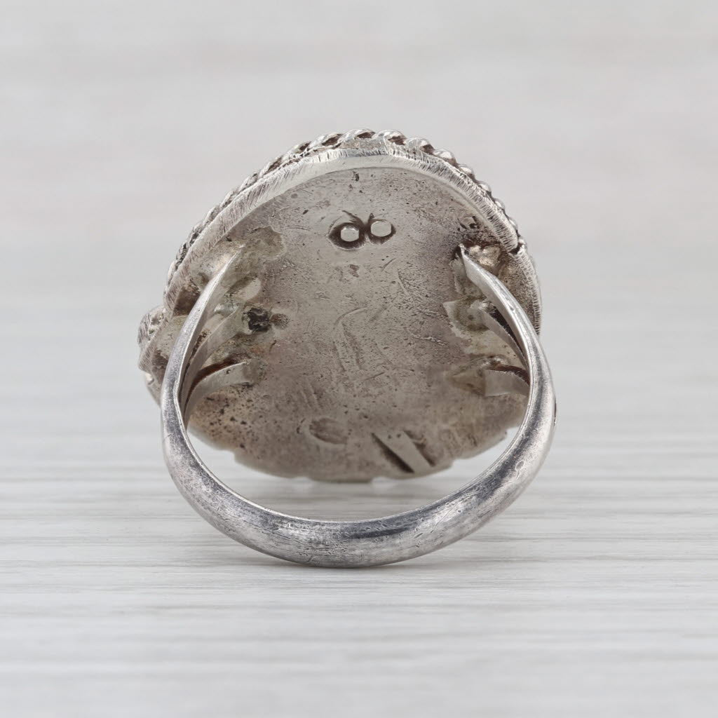 Vintage Signed Native American Turquoise Limonite Ring Sterling Silver Size 9