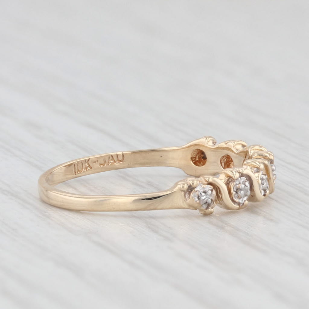 Light Gray Diamond Stackable Ring 10k Yellow Gold Wedding Anniversary Band Size 7