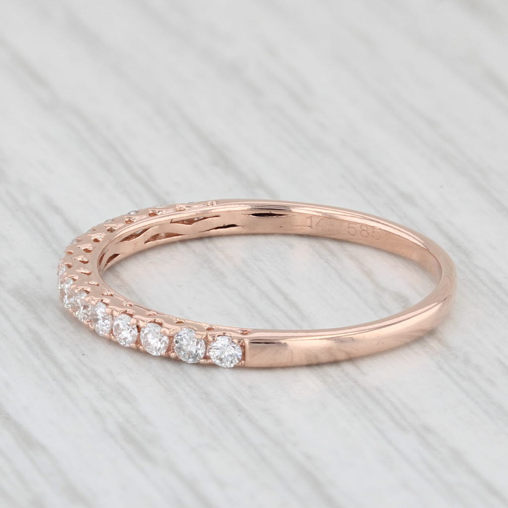 Light Gray 0.33ctw Diamond Band 14k Rose Gold Size 7.5 Stackable Wedding Anniversary Band