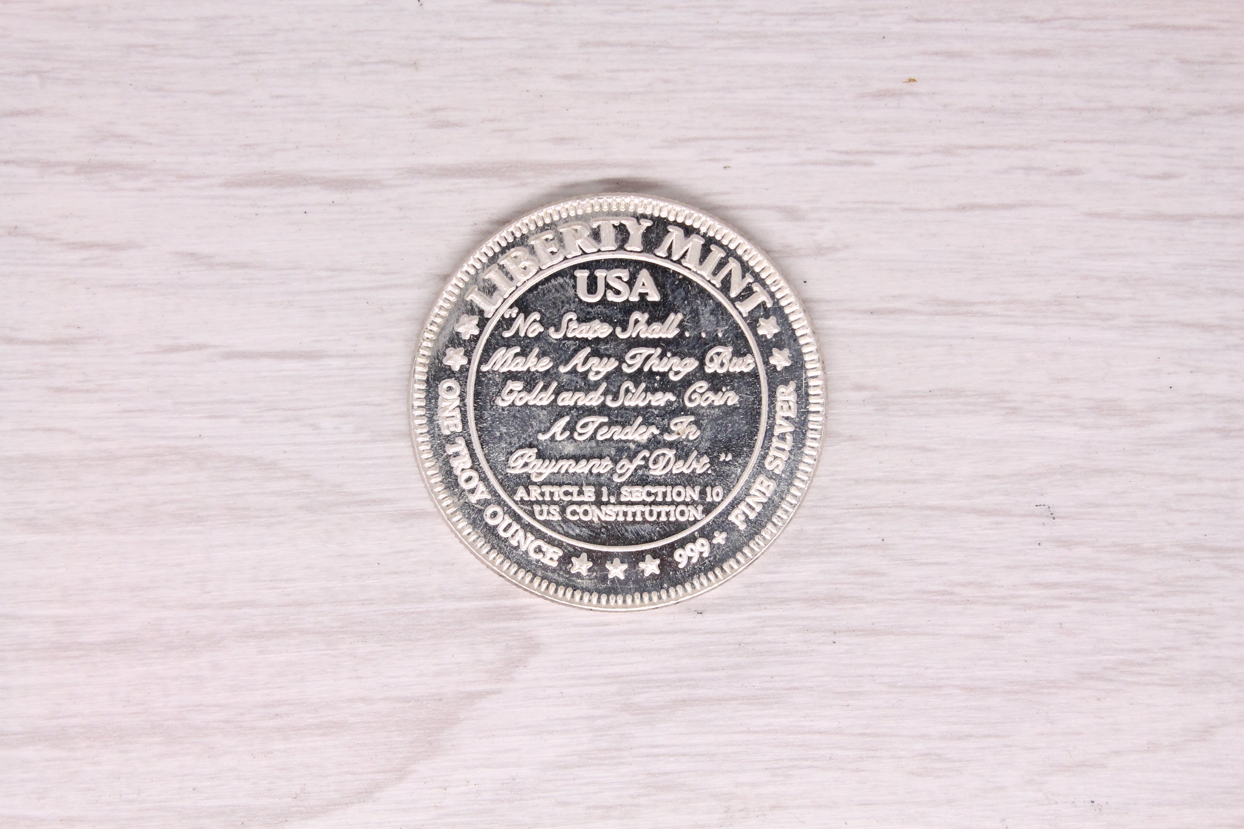 1986 1oz Liberty Mint .999 Silver Bullion Round Liberty Bell US Constitution
