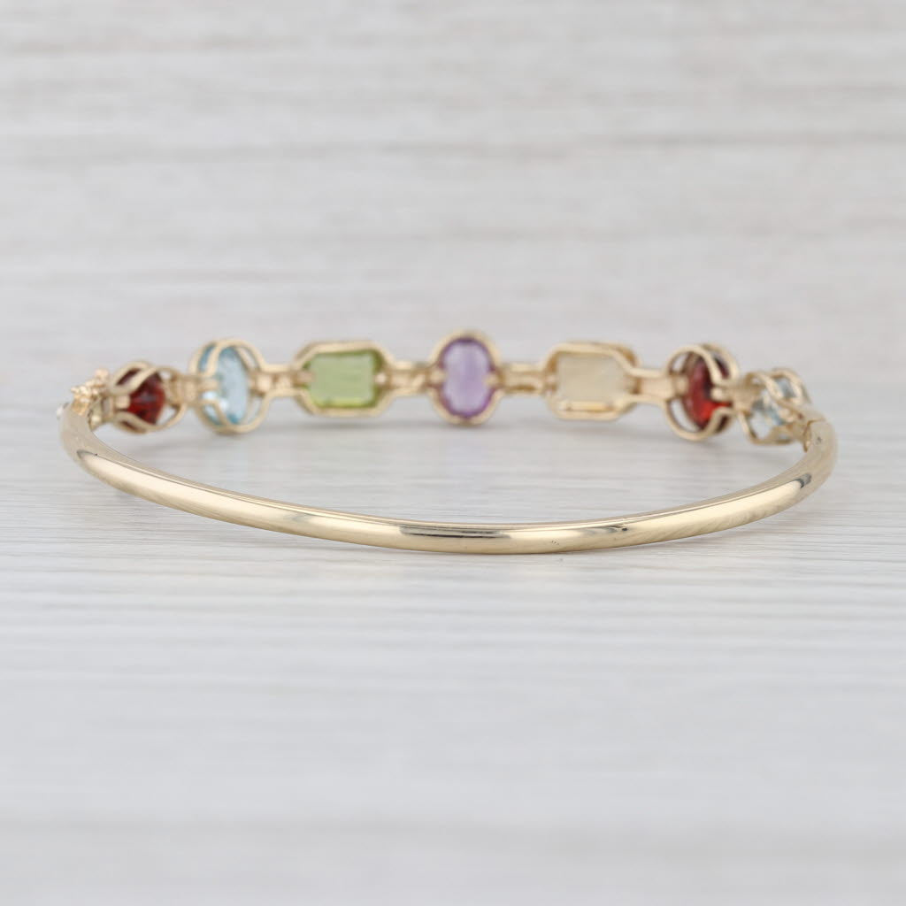 6.39ctw Gemstone Bangle Bracelet 14k Gold Topaz Garnet Citrine Amethyst Peridot