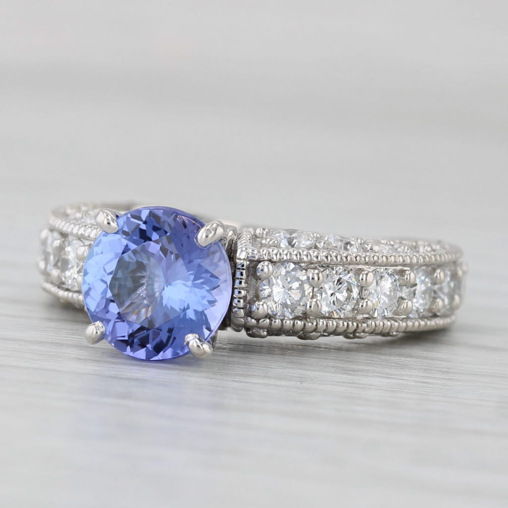 Light Gray 3cw Tanzanite Diamond Ring 14k White Gold Size 6.5 Engagement