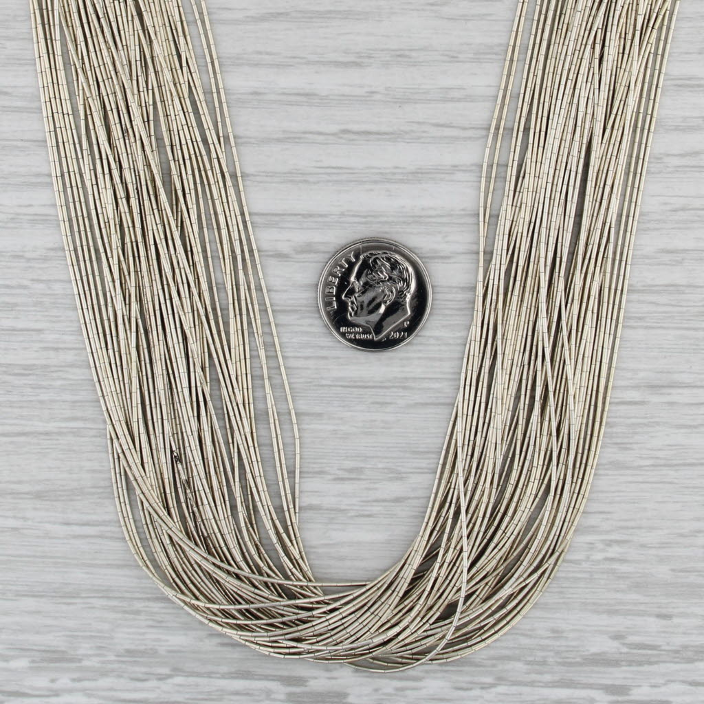 Vintage 51 Strand Liquid Silver Necklace Sterling Silver 24" Statement