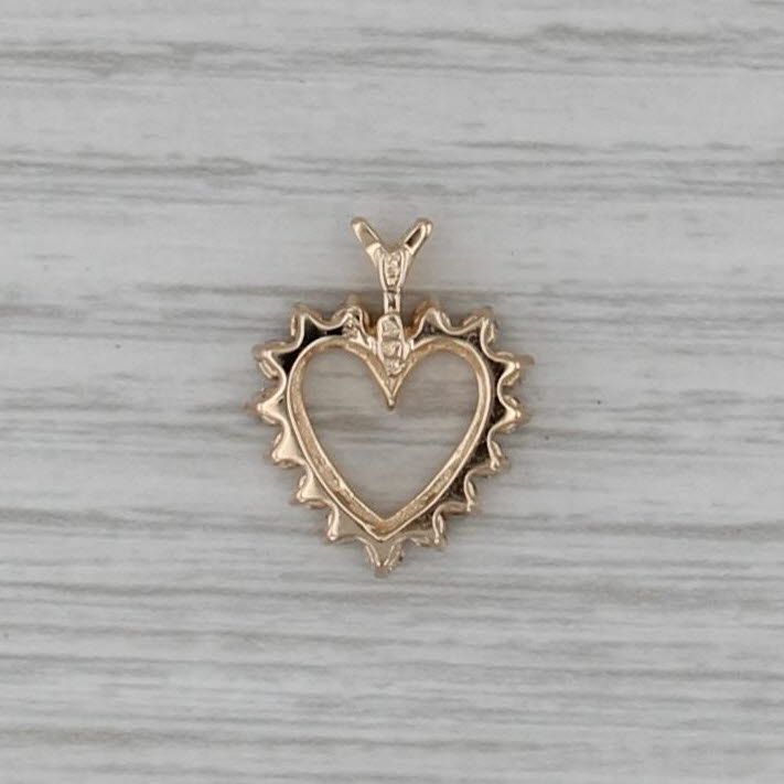 0.40ctw Diamond Halo Open Heart Pendant 14k Yellow Gold Small Drop