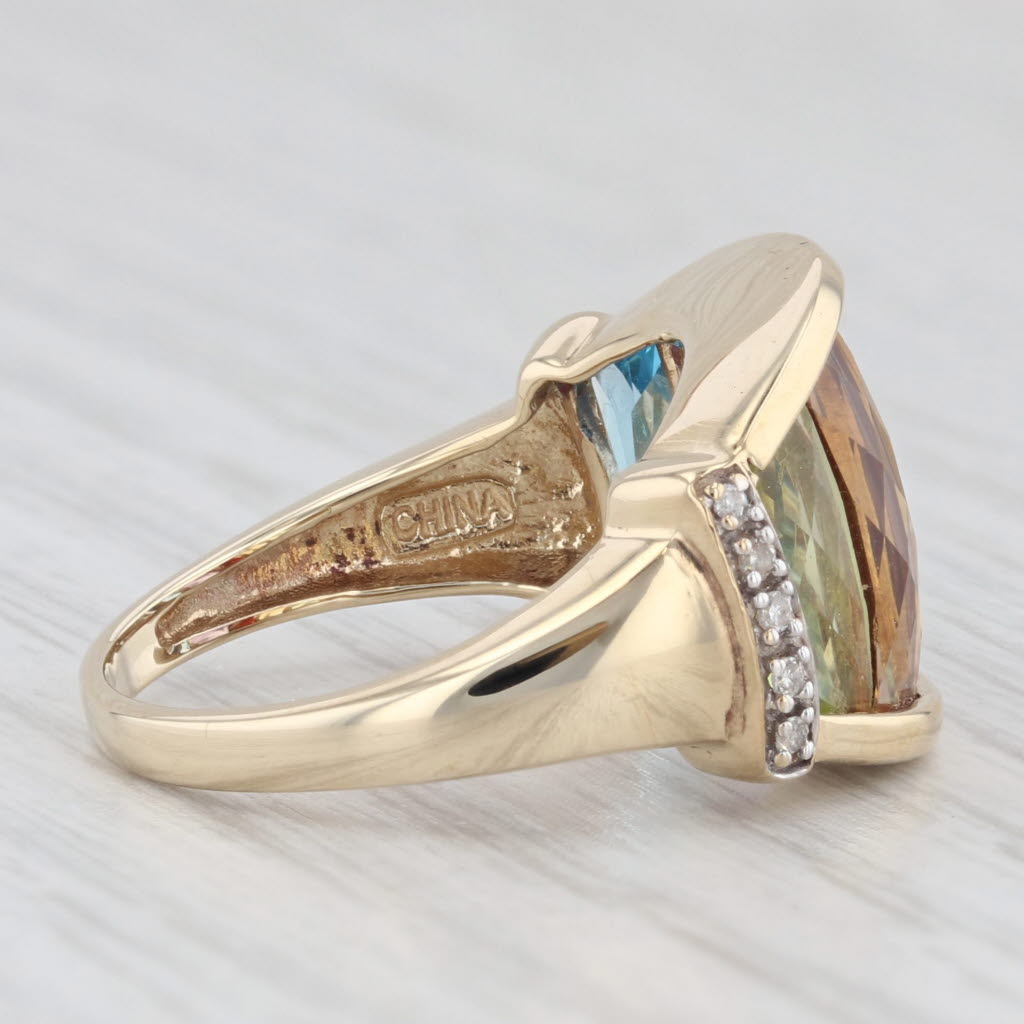 Light Gray 4.86ctw Rainbow Gemstone Ring 10k Gold Peridot Citrine Garnet Amethyst Topaz