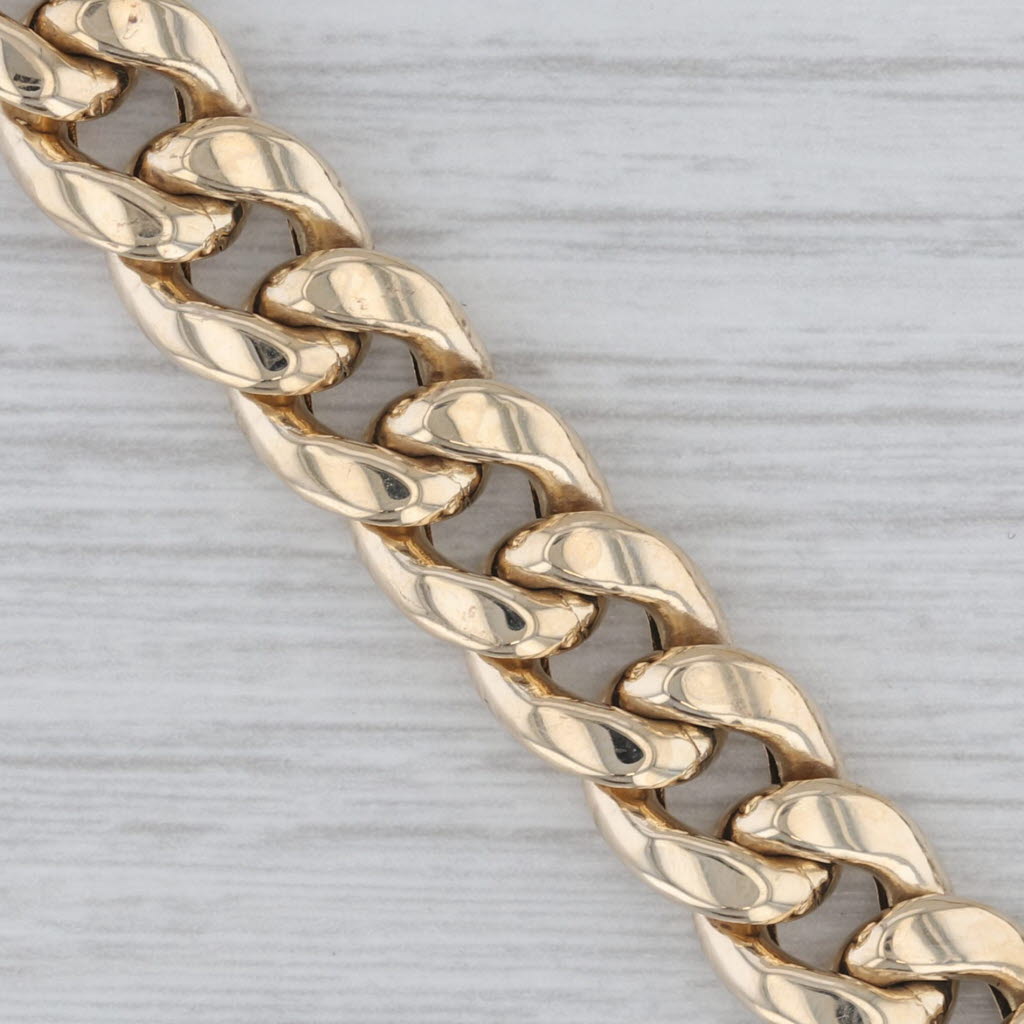 Gray Cuban Curb Chain Necklace 10k Yellow Gold 22" 9.6mm Italian