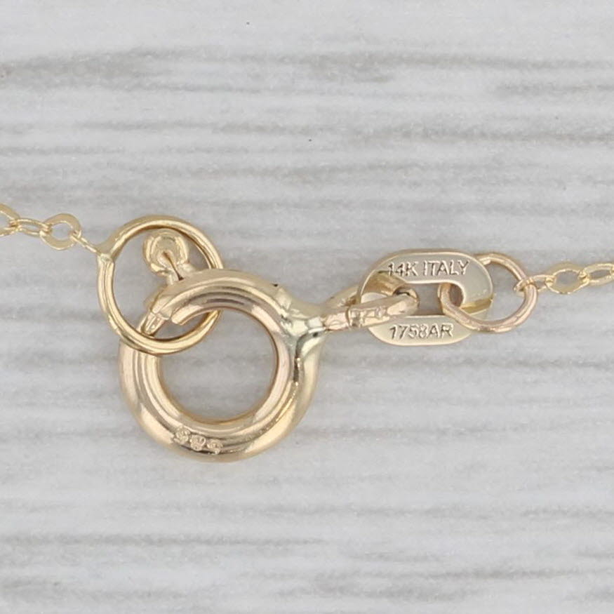 Gray Small Heart Pendant Necklace 14k Yellow Gold 18" Cable Chain