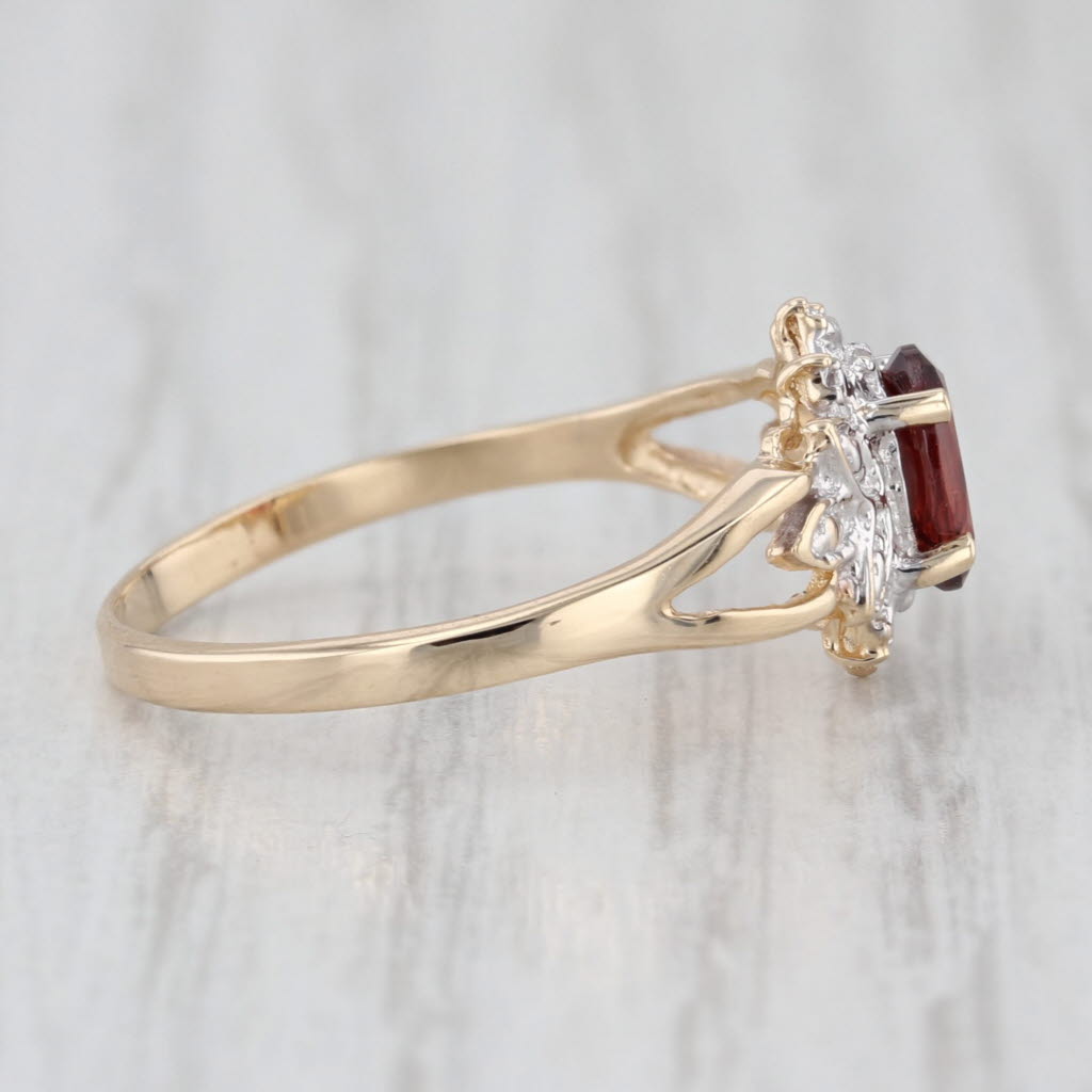 1.14ct Oval Garnet Ring 10k Yellow Gold Size 7 Diamond Accents