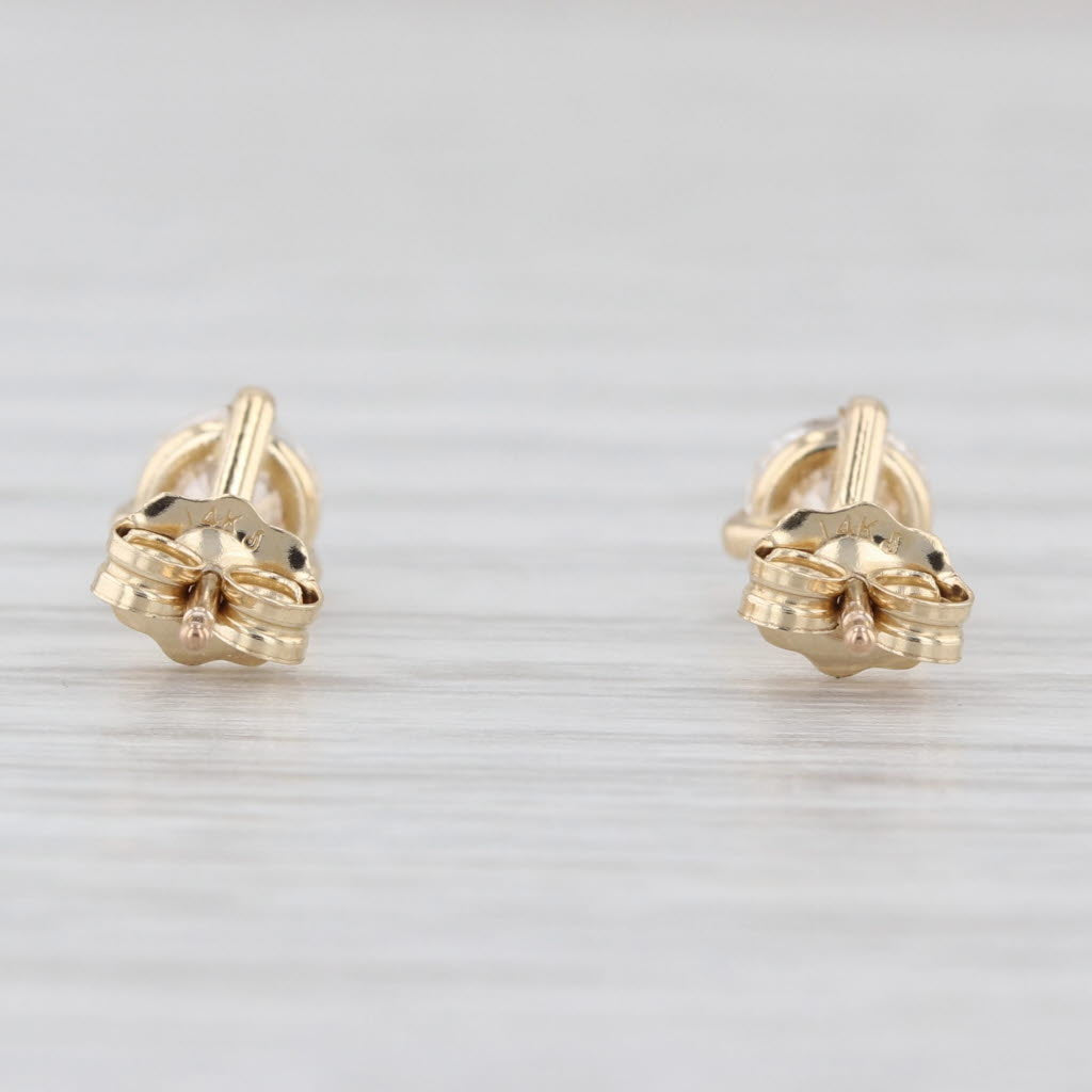 New 0.68ctw Diamond Solitaire Stud Earrings 14k Gold Round Brilliant Studs
