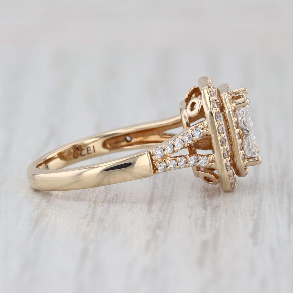 1.32ctw Princess Diamond Double Halo Engagement Ring 14k Yellow Gold Size 6.5