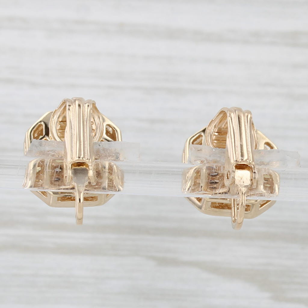 Light Gray 2.69ctw Yellow Sapphire Champagne Diamond Halo Clip On Earrings 14k Yellow Gold