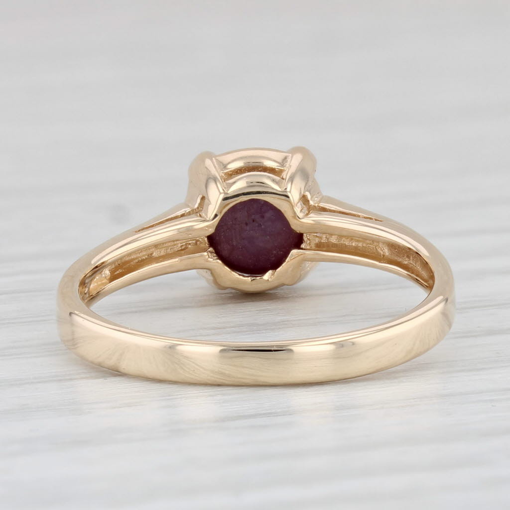 Light Gray Star Ruby Solitaire Ring 14k Yellow Gold Size 7.25