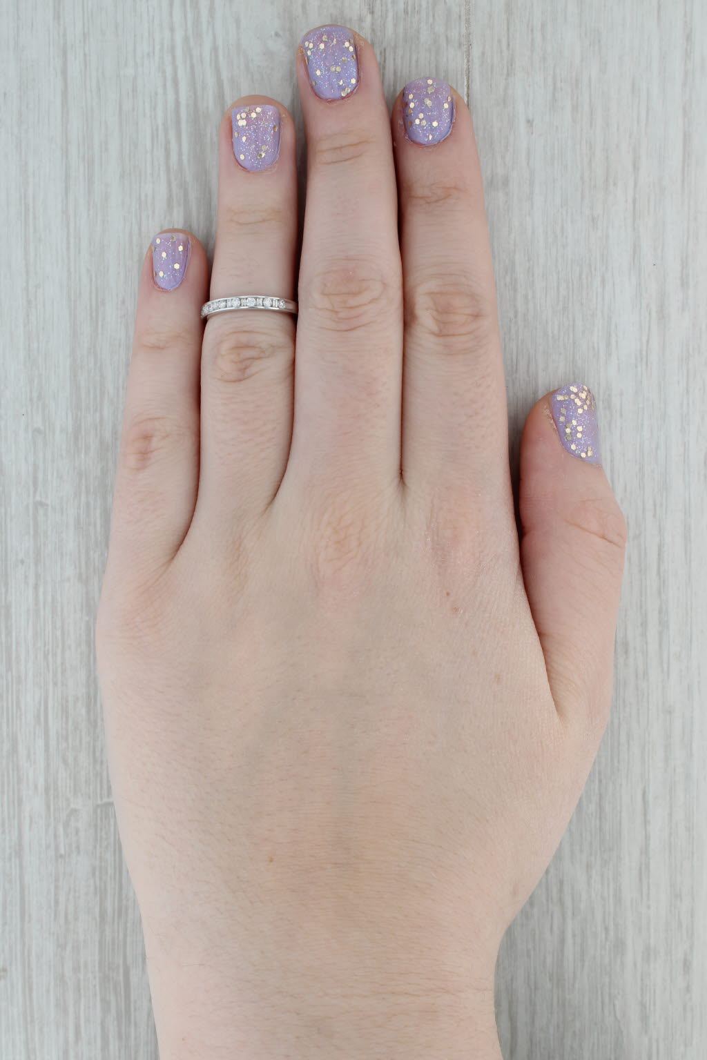 Dark Gray 0.36ctw Diamond Wedding Band 14k White Gold Size 5.25 Stackable Anniversary Ring