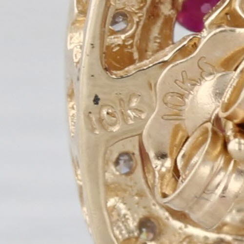0.84ctw Ruby Diamond Halo Stud Earrings 10k Yellow Gold Studs