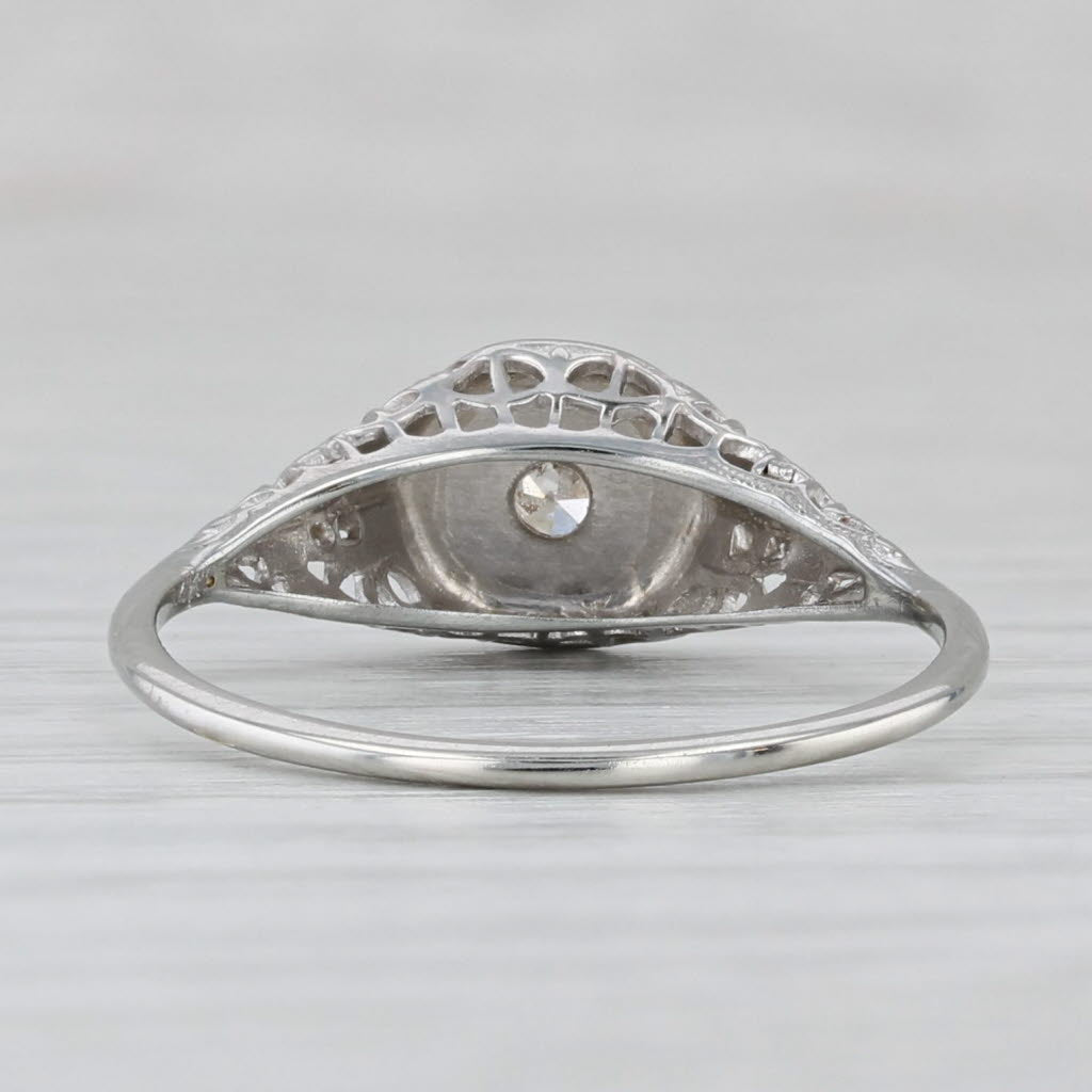 Light Gray Vintage Art Deco Diamond Solitaire Ring 14k White Gold Size 6.75