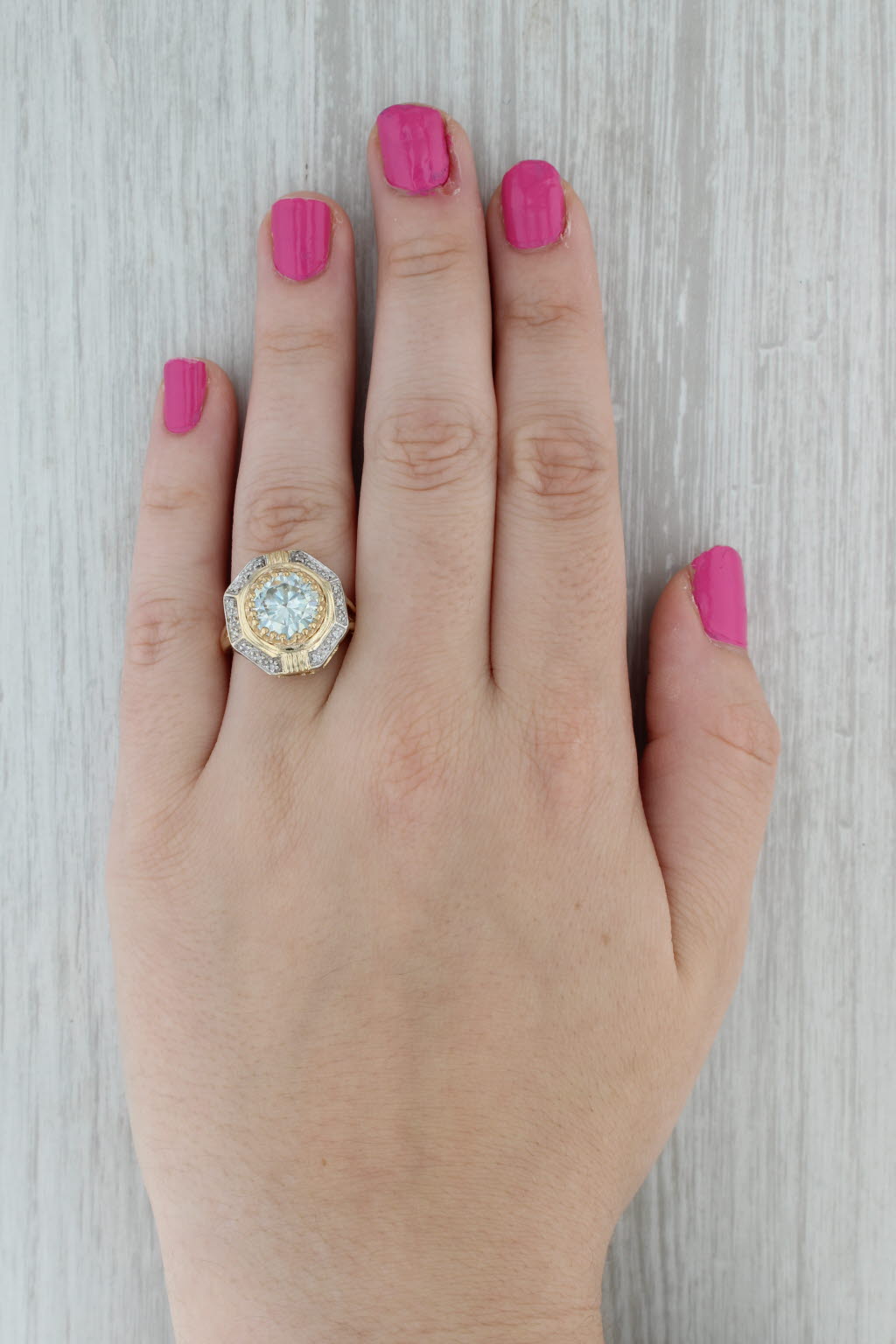 Dark Gray 4.32ctw Moissanite Cocktail Ring 14k Yellow Gold Size 8.25 Solitaire w/ Accents