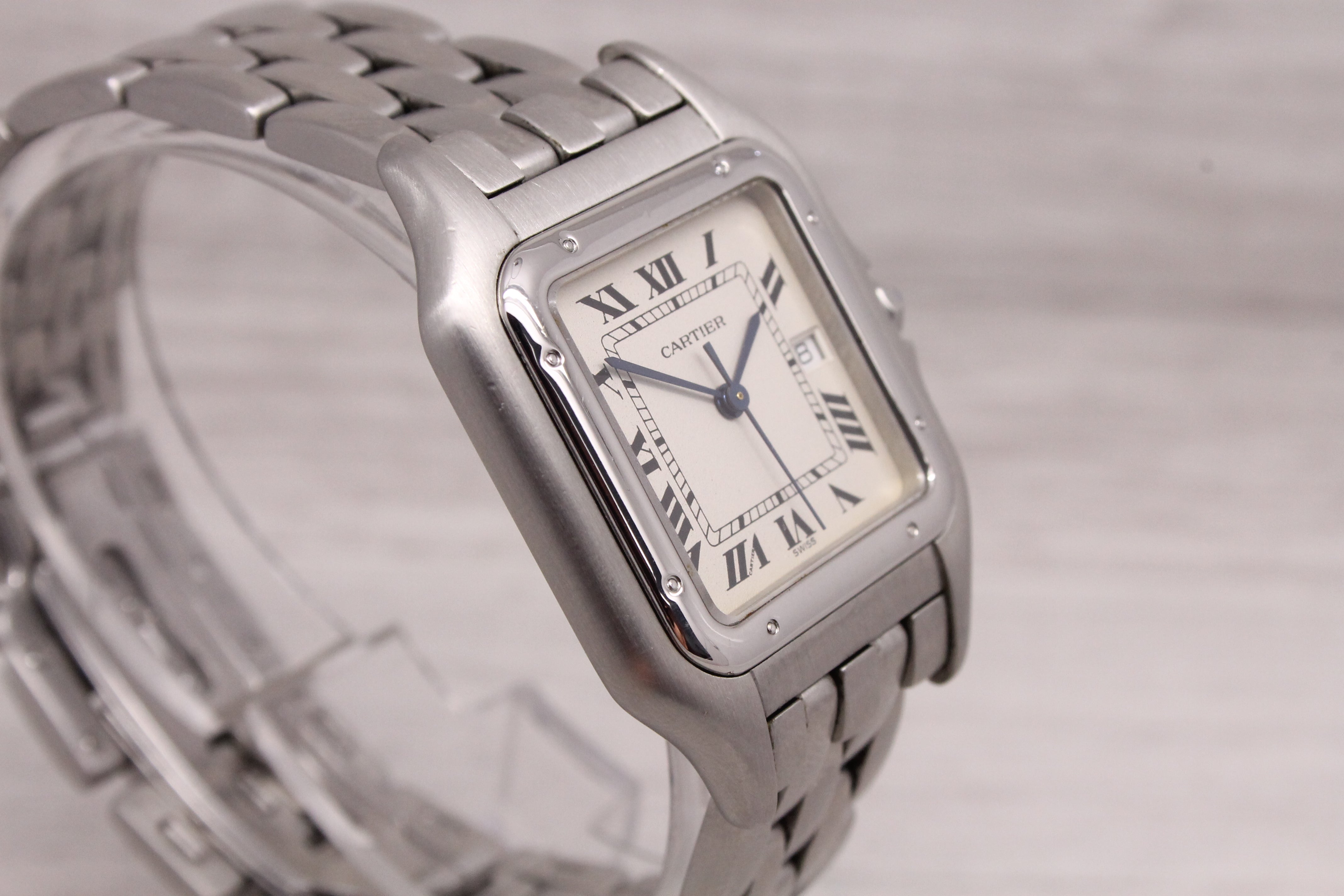 Dark Gray Cartier Panthere 29mm Stainless Steel Quartz Watch ref.1300 Swiss Made Roman