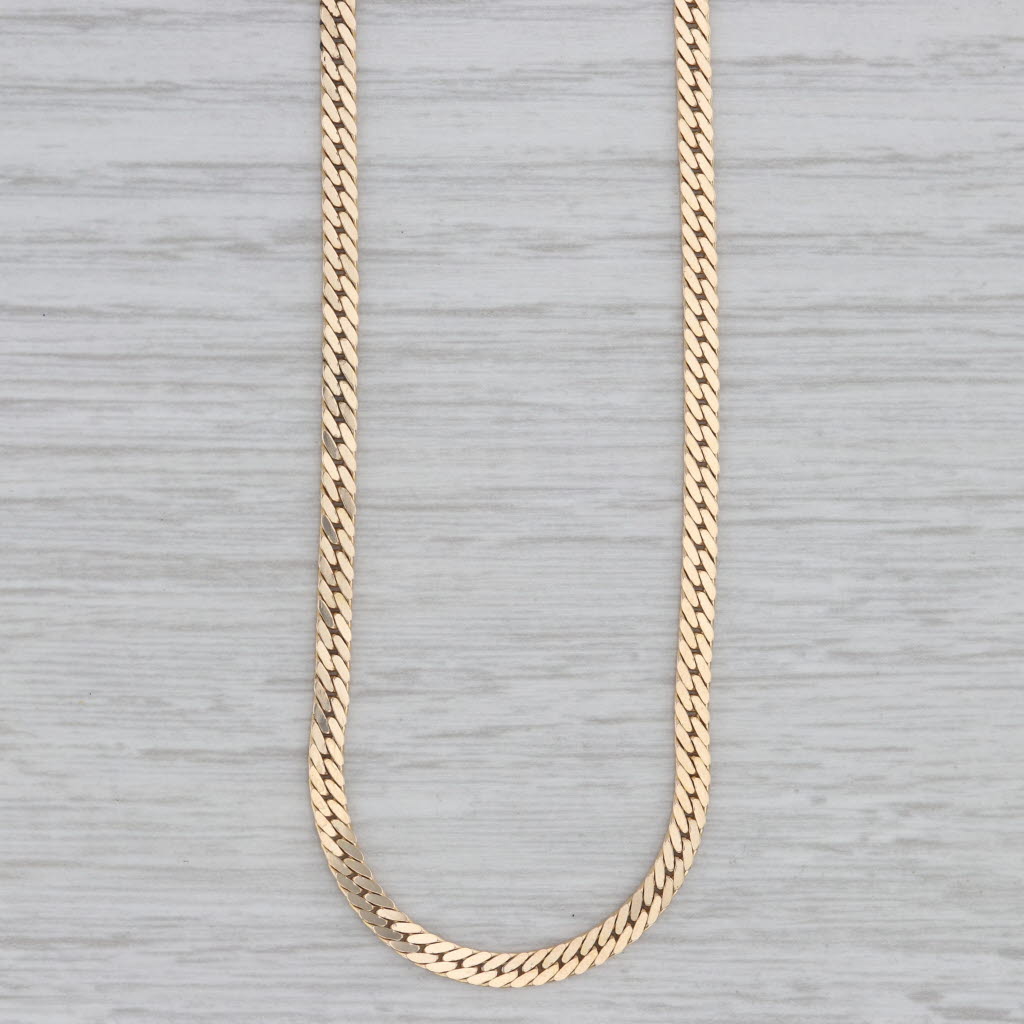 Gray Cuban Curb Link Chain Necklace 14k Yellow Gold Italy 18.5" 2.8mm