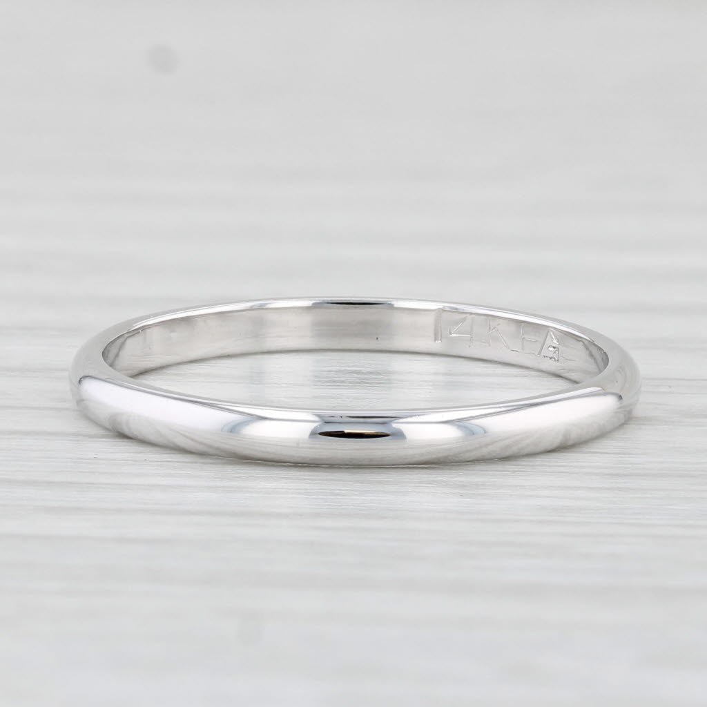 Light Gray Classic Women's Wedding Band 14k White Gold Size 7.5 Stackable Ring