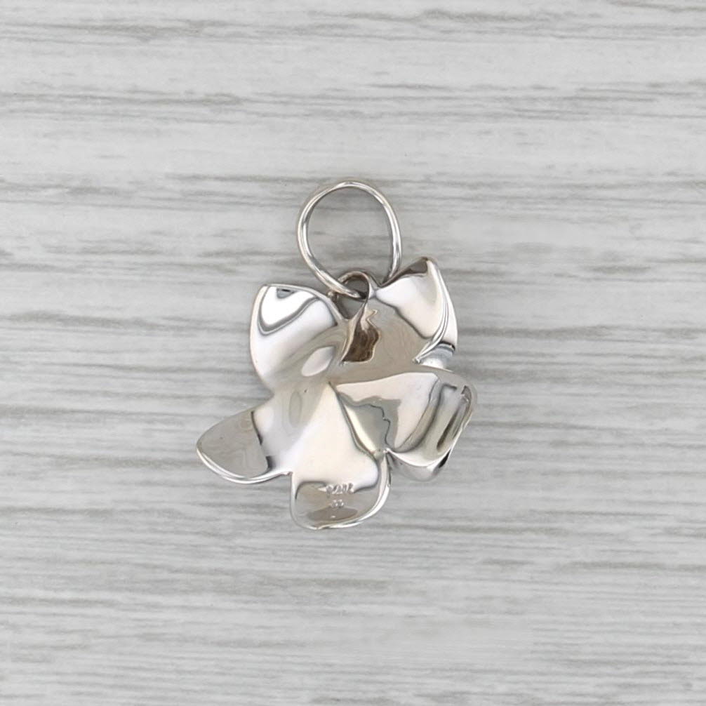 Cultured Black Pearl Flower Pendant 14k White Gold Floral