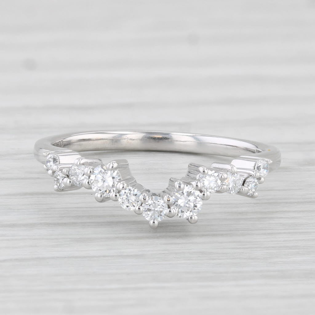 Light Gray New Lab Created Diamond Ring Guard 14k White Gold Sz 6.25 Contoured Wedding Band