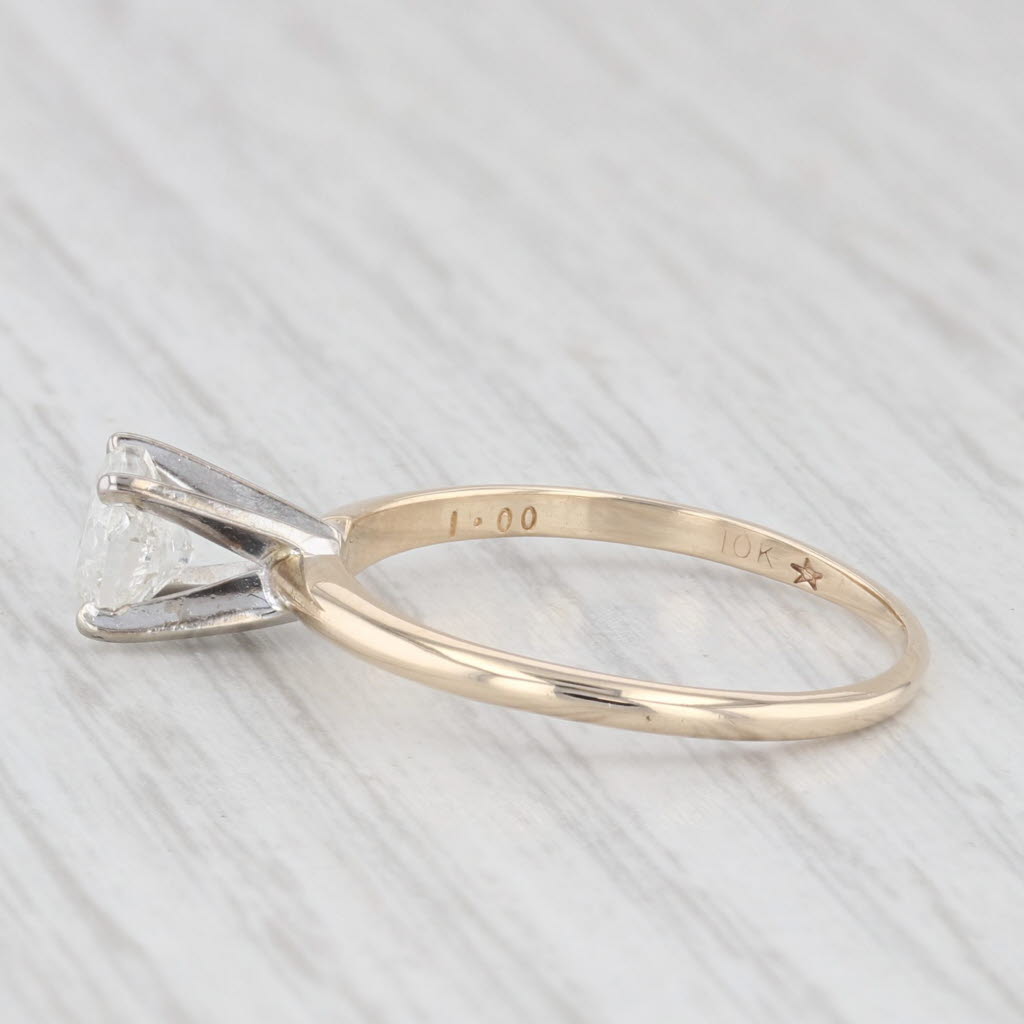 Light Gray 0.85ctw Round Diamond Solitaire Enagement Ring 10k Yellow White Gold Size 8.5