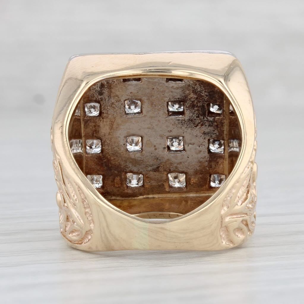 Light Gray 0.72ctw Diamond Ring 14k Gold Floral Cocktail Size 6